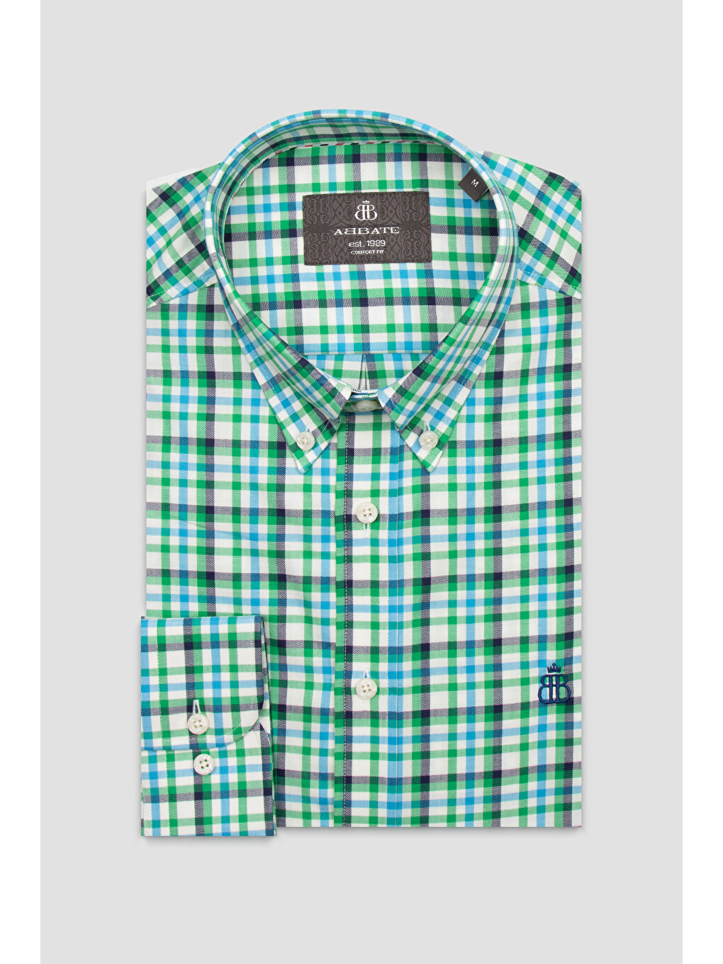 Luca Twill Pamuklu Comfort Fit Yeşil Düğmeli Yaka Erkek Ekoseli Gömlek-2