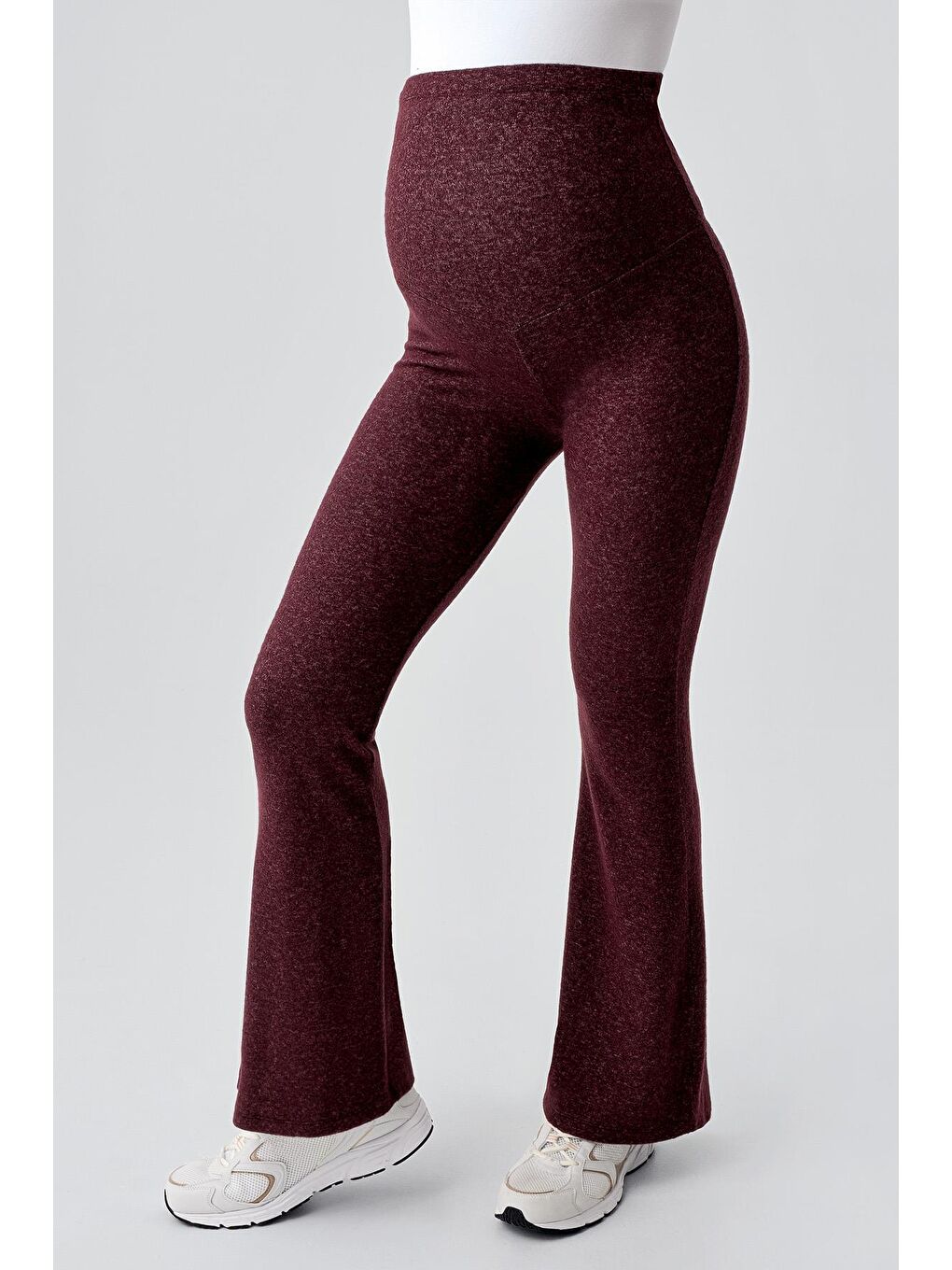 Bordo Ayarlanabilir Yüksek Bel Esnek Yumuşak Dokulu Viskoz Karışımlı Hamile Pantolonu HP02-2