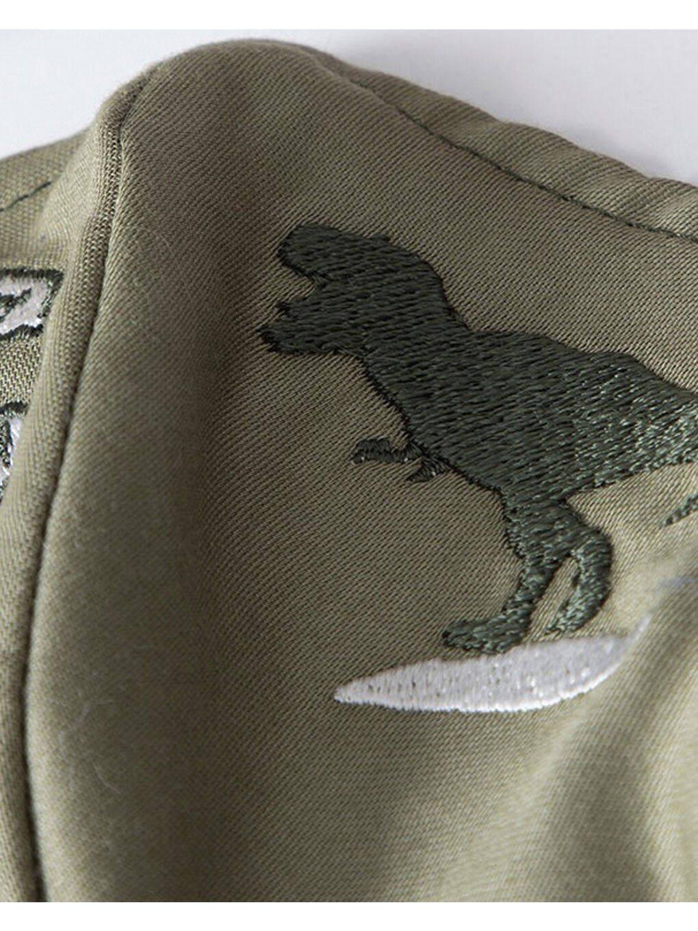 Dinosaur Pamuklu Kumaş Çocuk Maske 4-12 YaÅ Yeşil-1