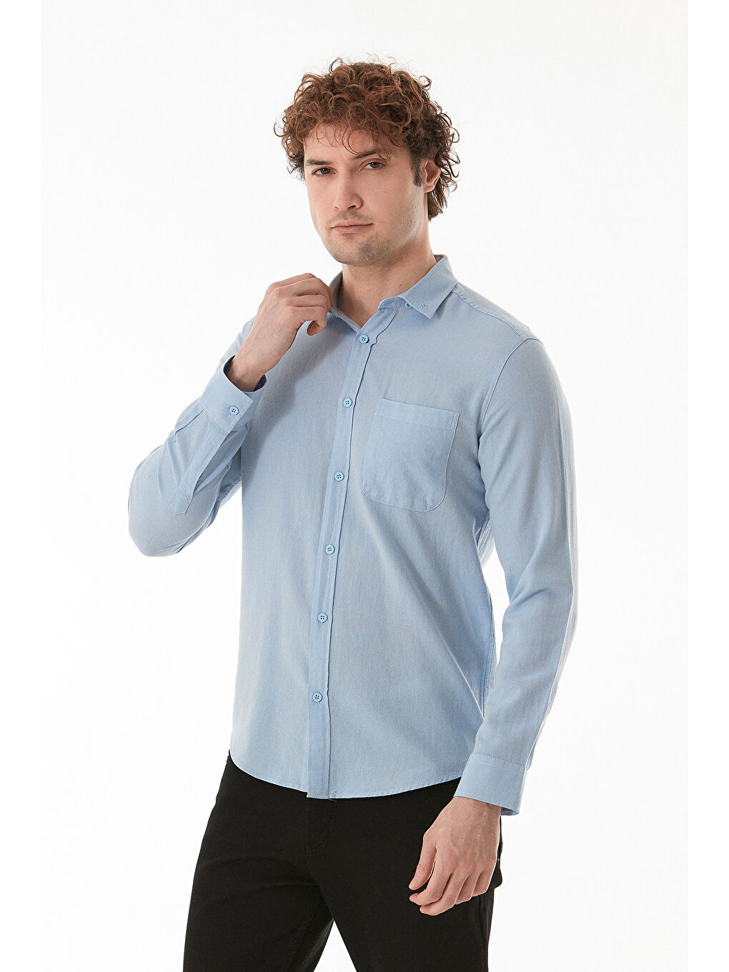 Mavi Basic Cepli Düğmeli Gömlek
