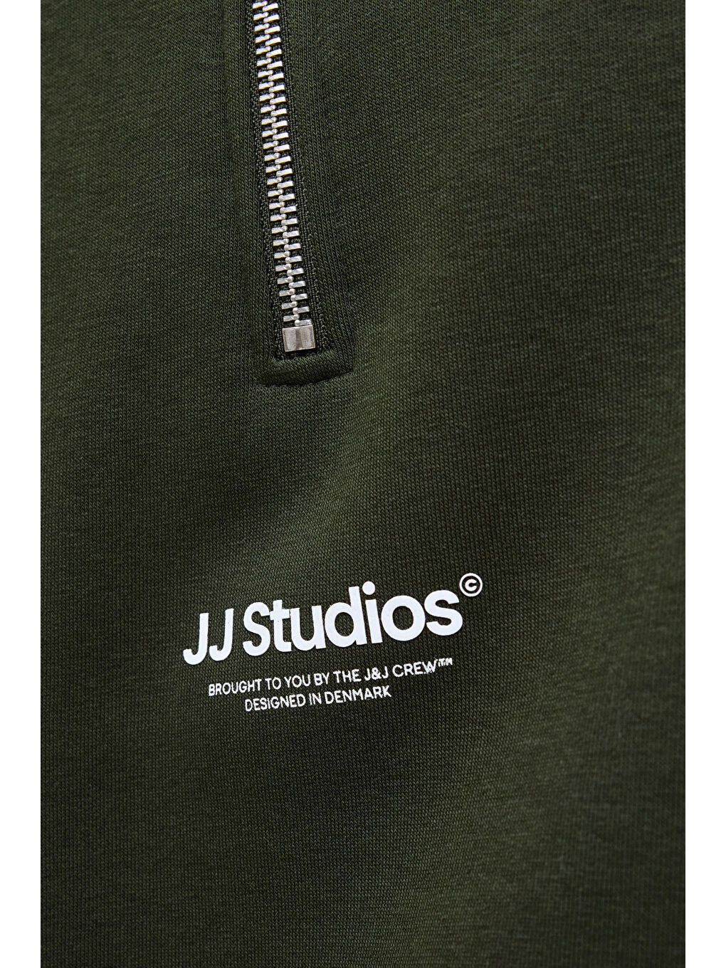 Yeşil Essentials Jjesoho Pamuklu Regular Fit Fermuarlı Dik Yak Sweat 12278793-4
