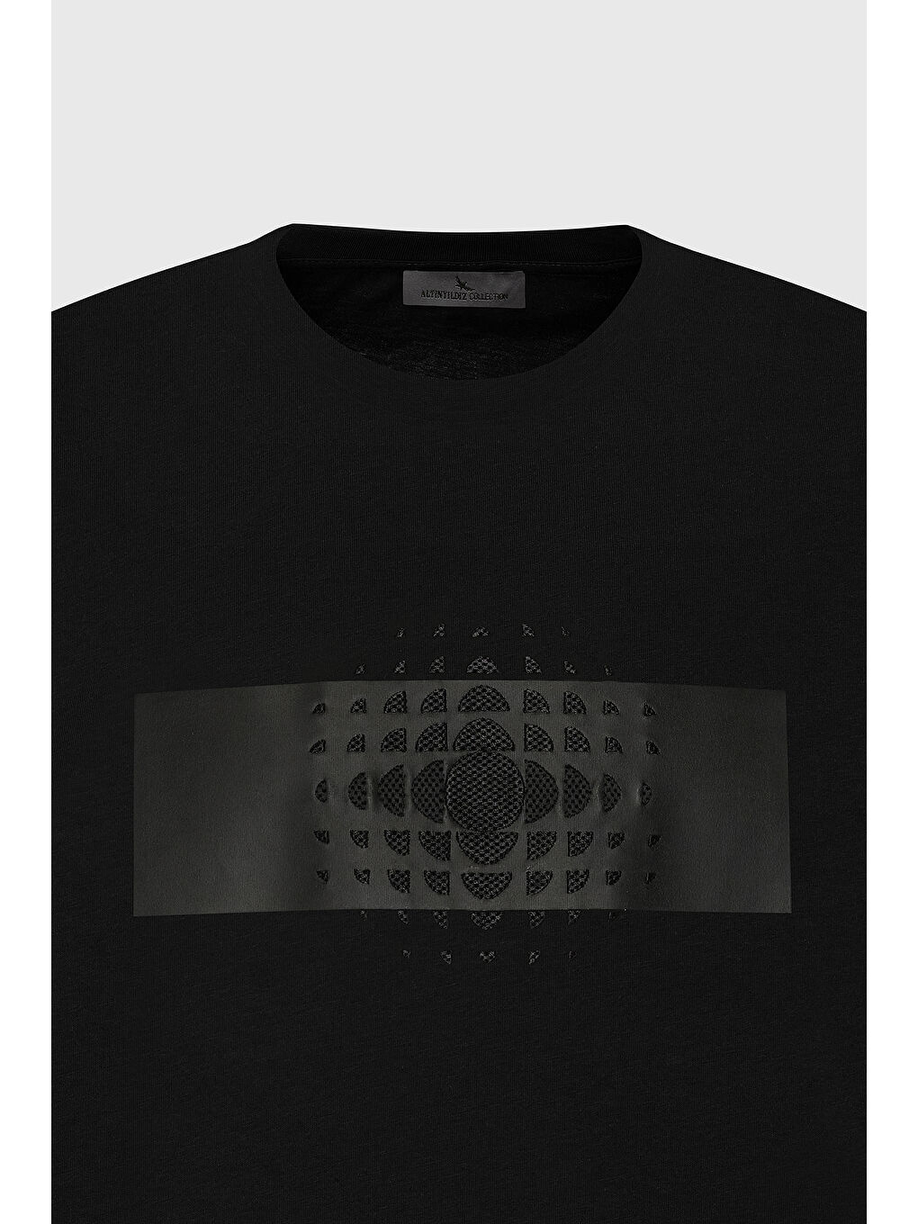 Erkek Siyah Modern Fit Rahat Kesim %100 Pamuk Baskılı Bisiklet Yaka Tişört-6