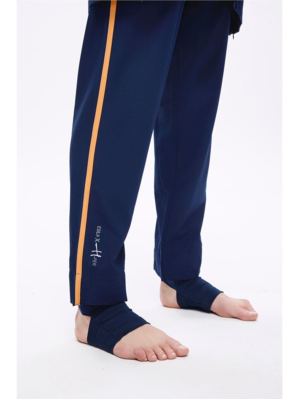 Lacivert Esila H-Per Turuncu Biyeli 6 Parça Tam Tesettür Mayo Takımı 3125-6