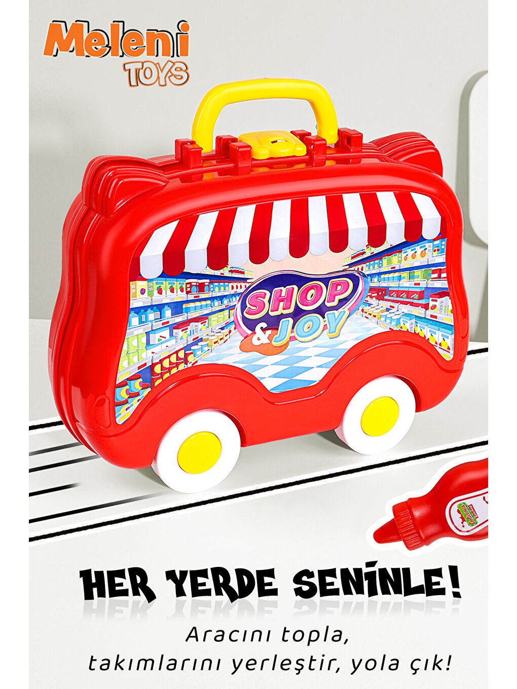 13 Parça Tekerlekli Oyuncak Market Seti - Çantalı Aksesuarlı Yazar Kasalı Çocuk Market Oyunu-1