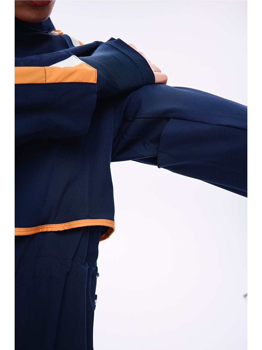 Lacivert Esila H-Per Turuncu Biyeli 6 Parça Tam Tesettür Mayo Takımı 3125-7