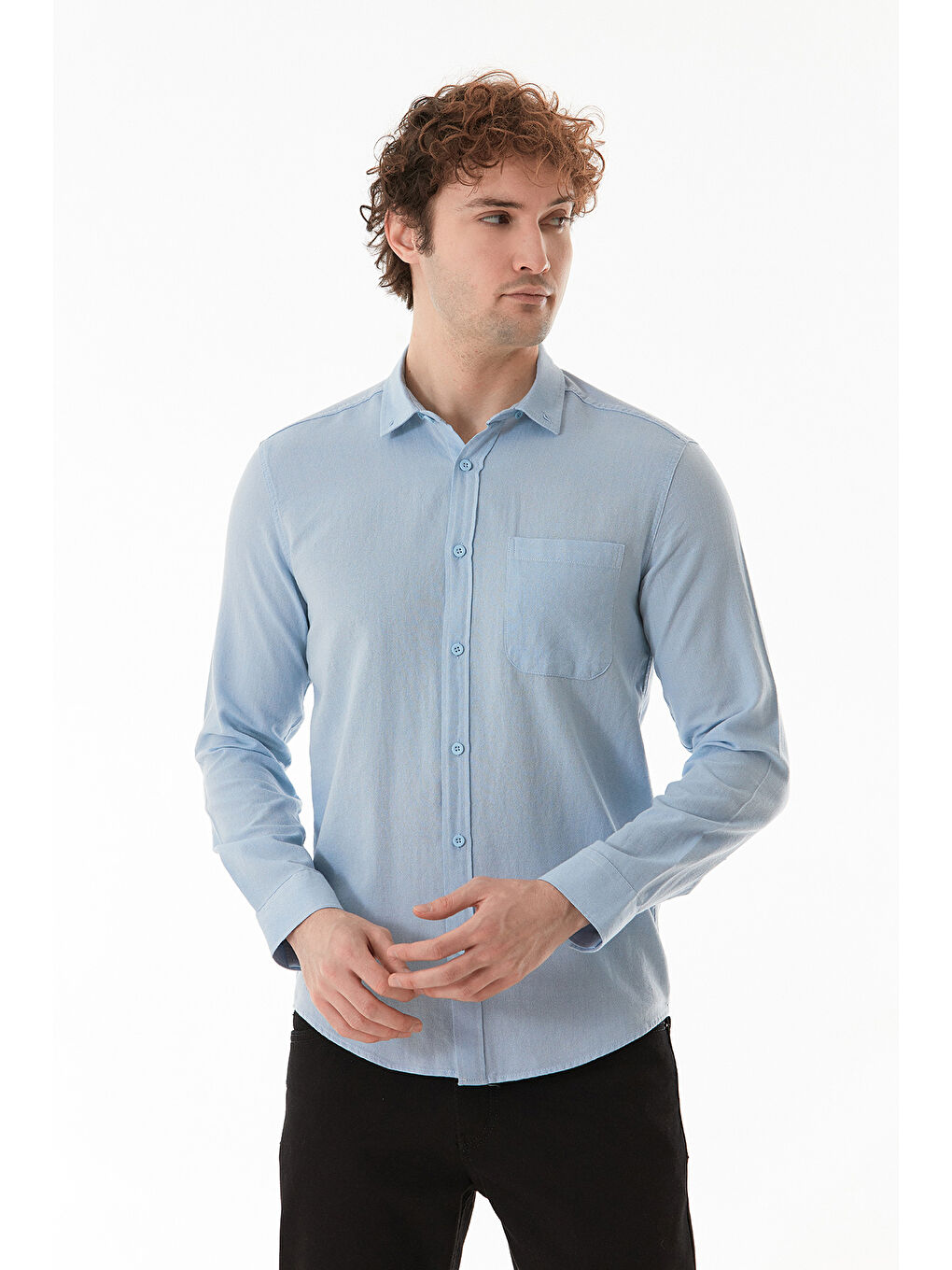 Mavi Basic Cepli Düğmeli Gömlek-1