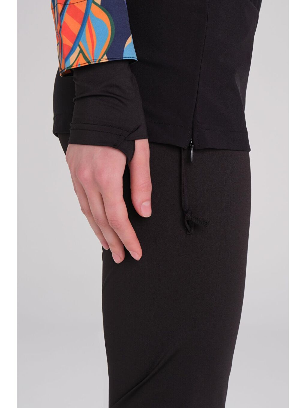 Lacivert Esila Tropikal Desenli Jileli Tam Tesettür Mayo Üstü 2934-8