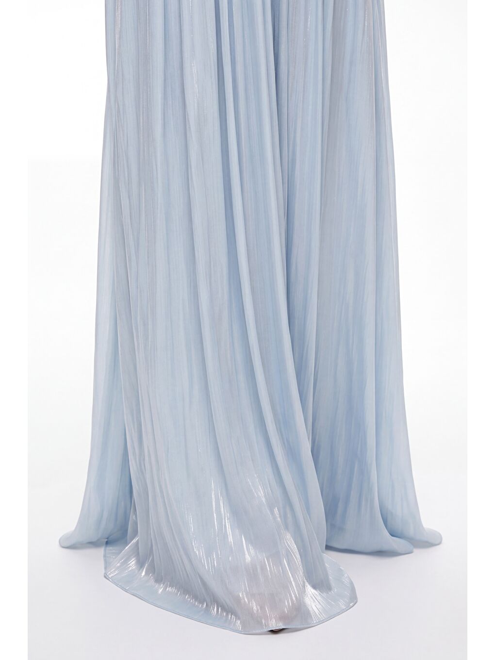 Kadın Bebe Mavi Bisiklet Yaka Pileli Uzun Davet Elbisesi-3