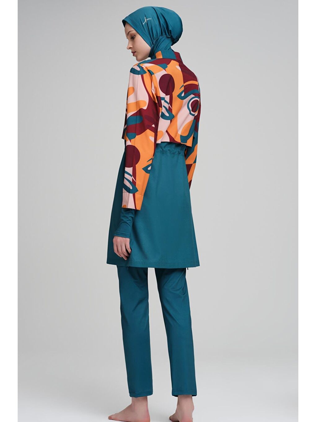 Esila Yeşil Jileli 4 Parça Tam Tesettür Mayo Takımı 2934-4