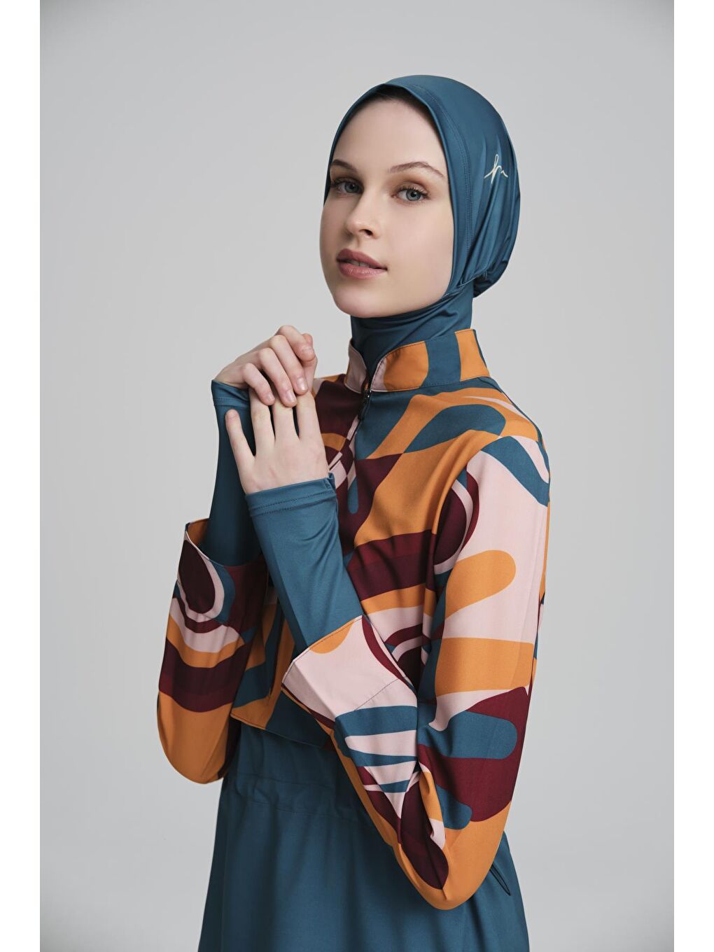 Esila Yeşil Jileli 4 Parça Tam Tesettür Mayo Takımı 2934-5