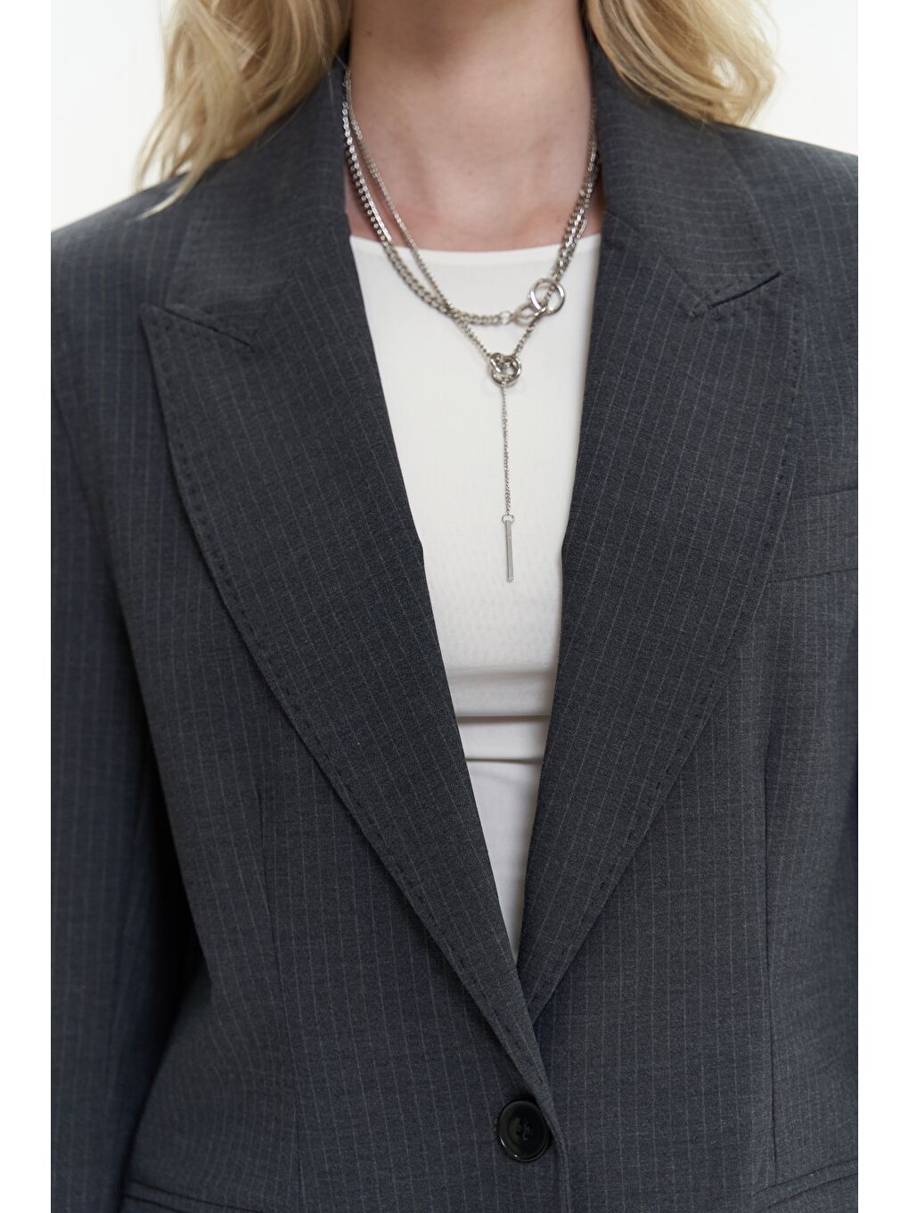 Jessical Çizgili Antrasit Blazer-5