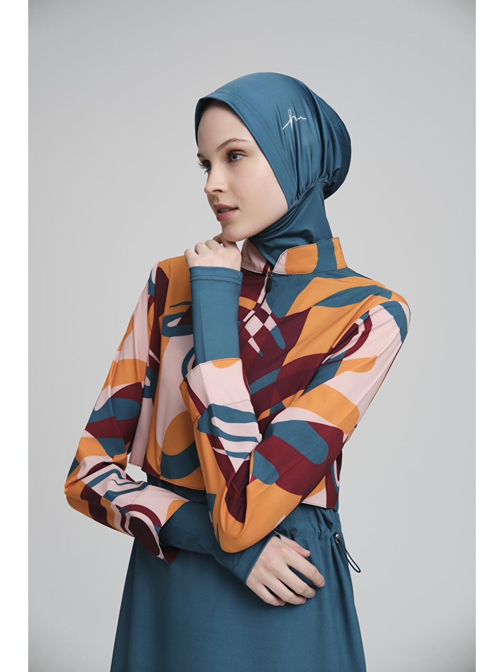 Esila Yeşil Jileli 4 Parça Tam Tesettür Mayo Takımı 2934-6