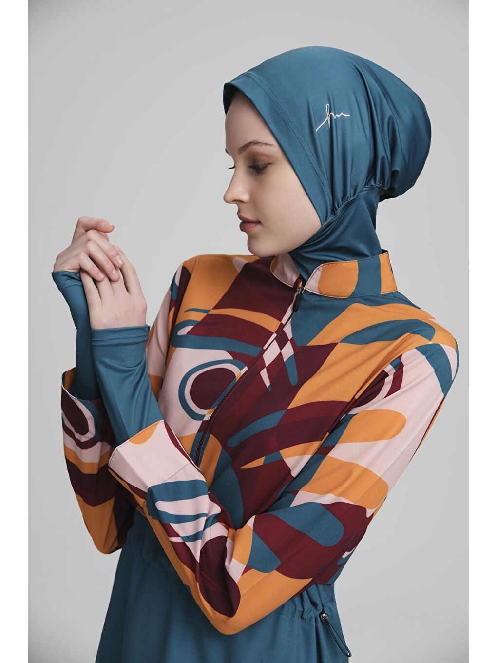 Esila Yeşil Jileli 4 Parça Tam Tesettür Mayo Takımı 2934-7