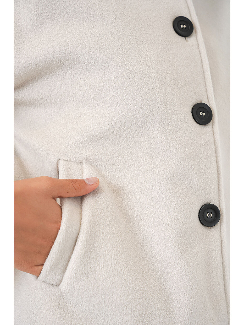 Kadın Kısa Kaşe Ceket 0724 - Ekru-6