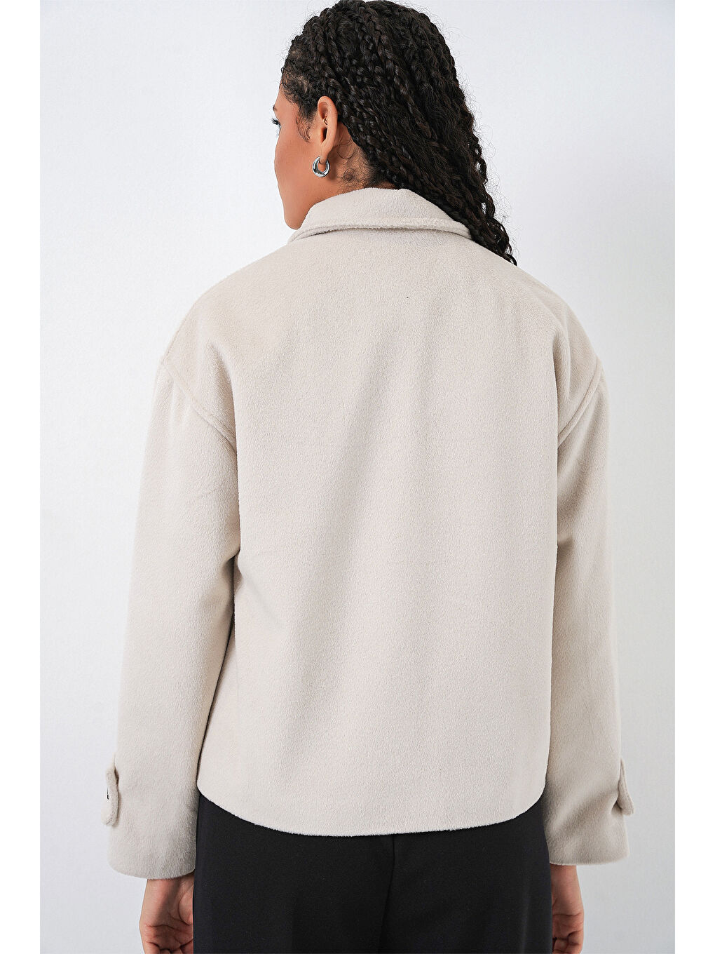 Kadın Kısa Kaşe Ceket 0724 - Ekru-7