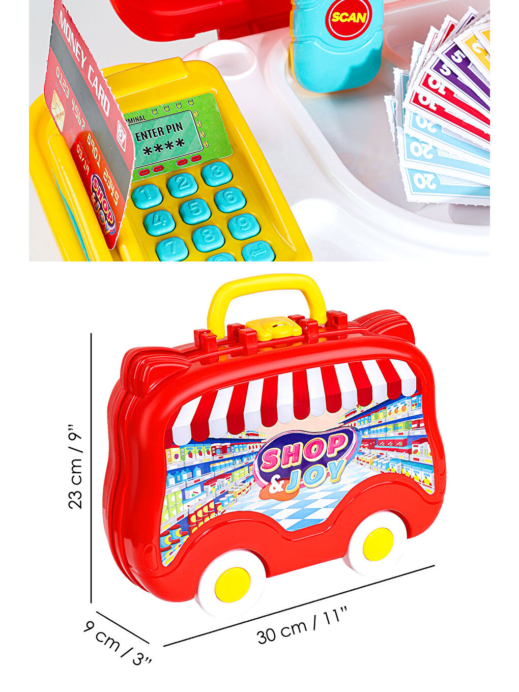 13 Parça Tekerlekli Oyuncak Market Seti - Çantalı Aksesuarlı Yazar Kasalı Çocuk Market Oyunu-6