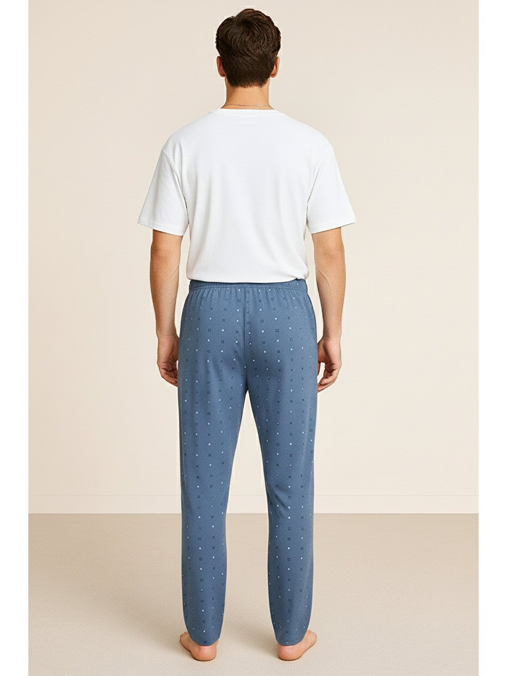 Lacivert Erkek %100 Pamuk Cepli Ekose Pijama Altı | Desen 15 040-1