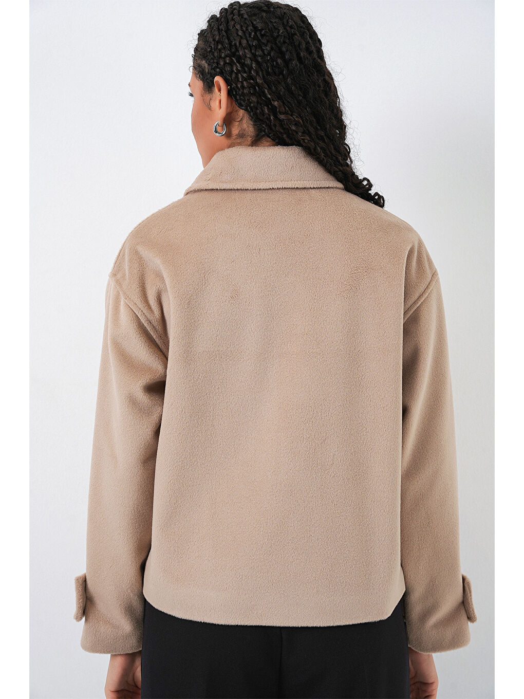 Bej Kadın Kısa Kaşe Ceket 0724 - Bisküvi-6