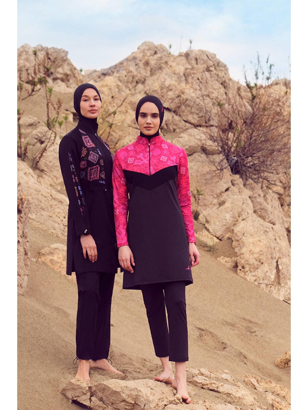 Anadolu Koleksiyonu Siyah Elastanlı 5 Parça Tam Tesettür Mayo Takımı 3071