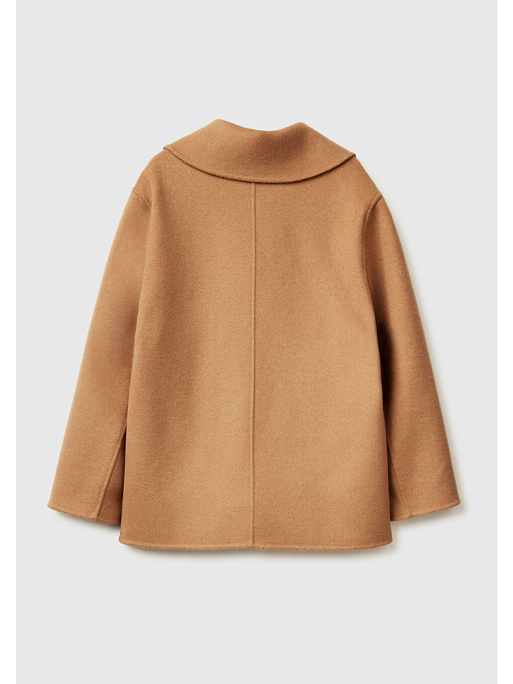 Kadın Kahverengi  Yün ve Viskoz Düğmeli Karışımlı Kruvaze Kısa Kaban-3