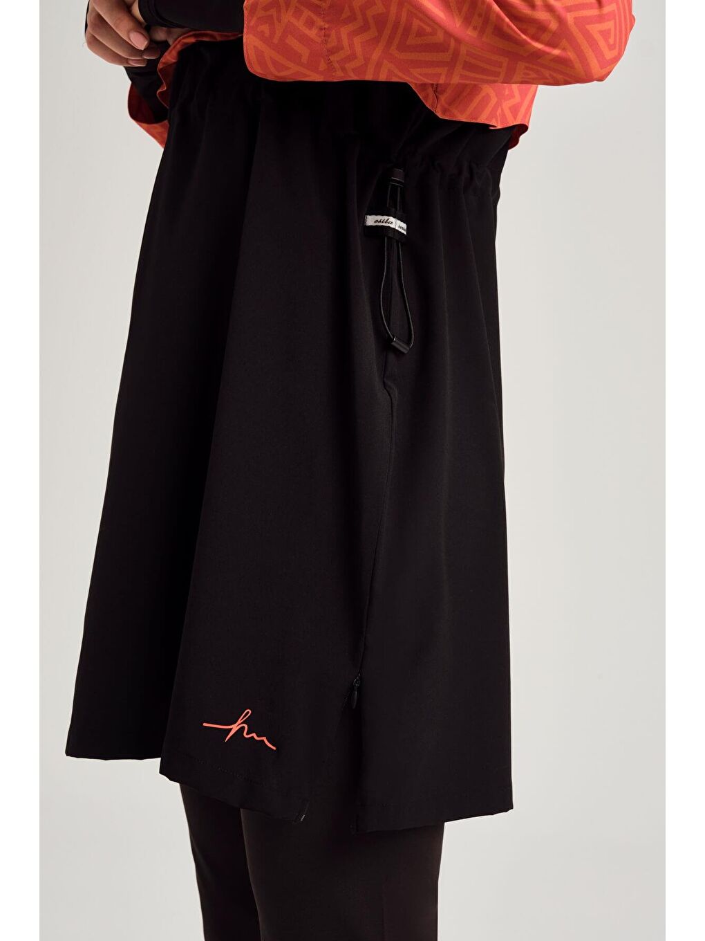 Esila Turuncu Siyah Jileli 5 Parça Tam Tesettür Mayo Takımı 2934-7