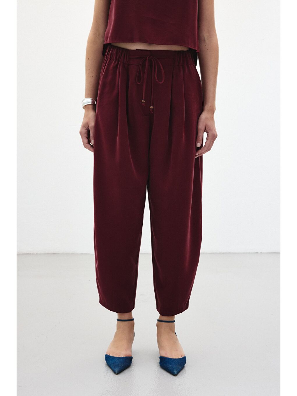 Şalvar Kesim Pantolon - Bordo-6
