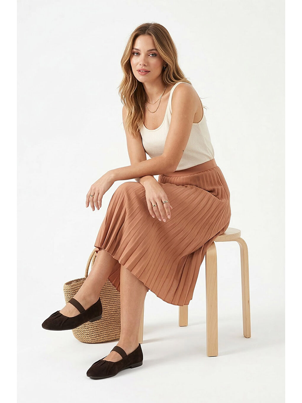 Kahverengi Kadın AÇIK KAHVERENGİ Mary Jane Hakiki Deri Babet-2