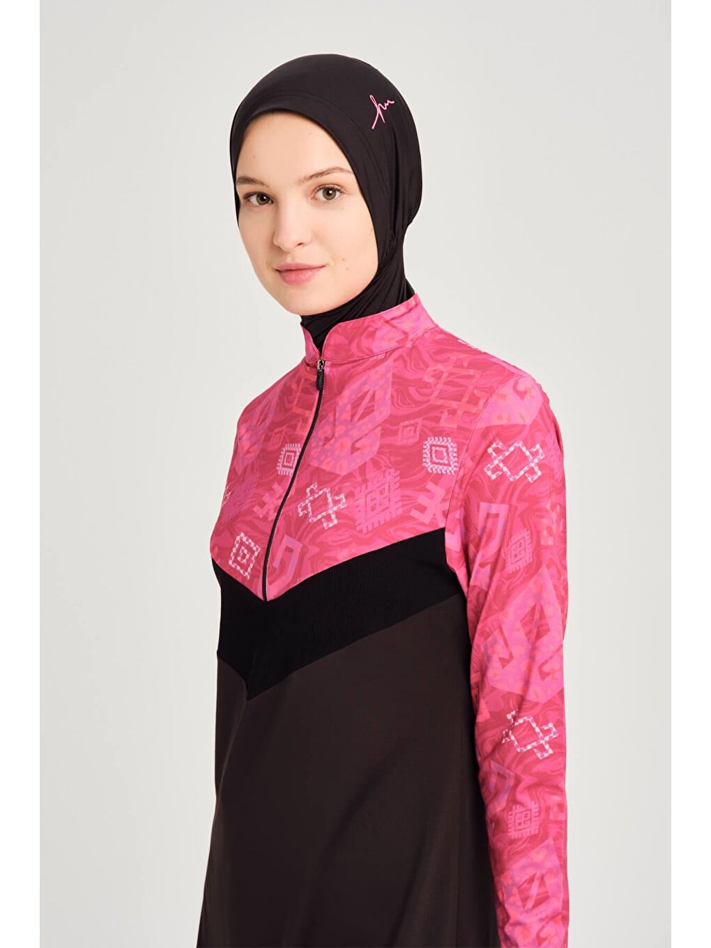 Anadolu Koleksiyonu Siyah Elastanlı 5 Parça Tam Tesettür Mayo Takımı 3071-4