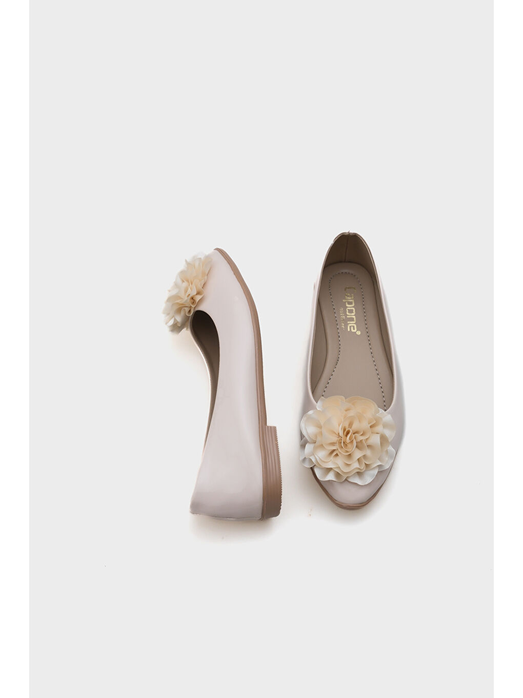 Bej Cher Kadın Çiçekli Babet-4