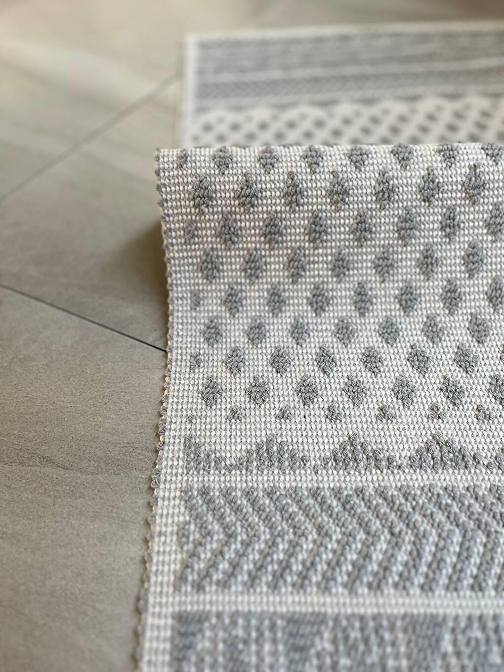 Gri Tapis Bukle Doğal Pamuklu 2'li Banyo Paspas Seti 60X100+50X60 CM - GRİ-3