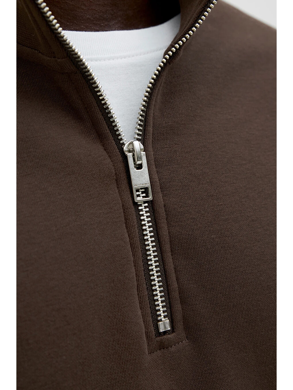 Kahverengi Essentials Jjesoho Pamuklu Regular Fit Fermuarlı Dik Yak Sweat 12278793-4