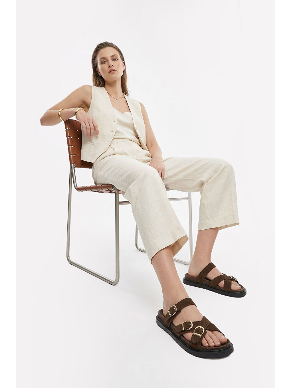 Kahverengi Kadın AÇIK KAHVERENGİ Tokalı Günlük Terlik-2