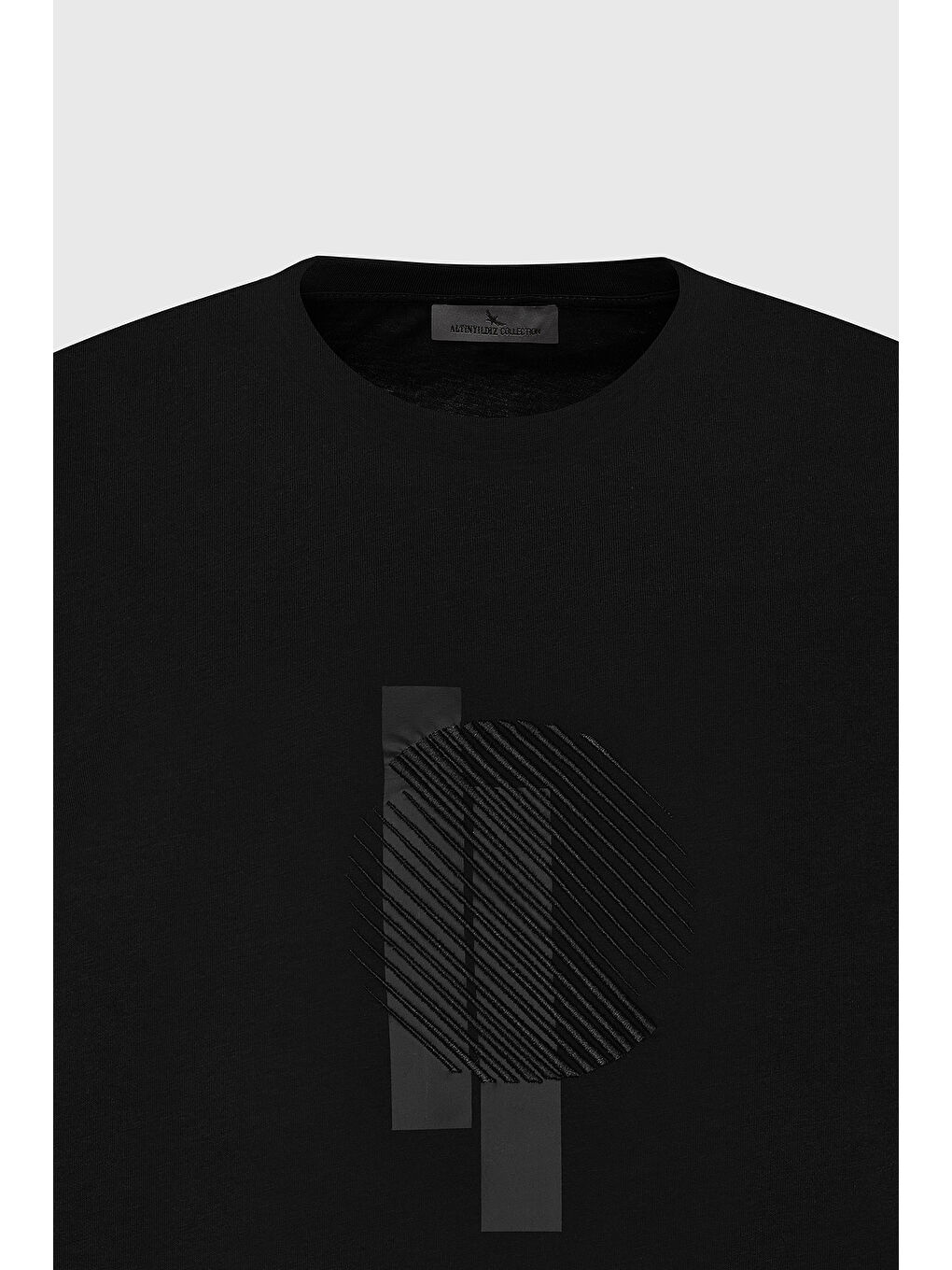 Erkek Siyah Modern Fit Rahat Kesim %100 Pamuk Baskılı Bisiklet Yaka Tişört-6