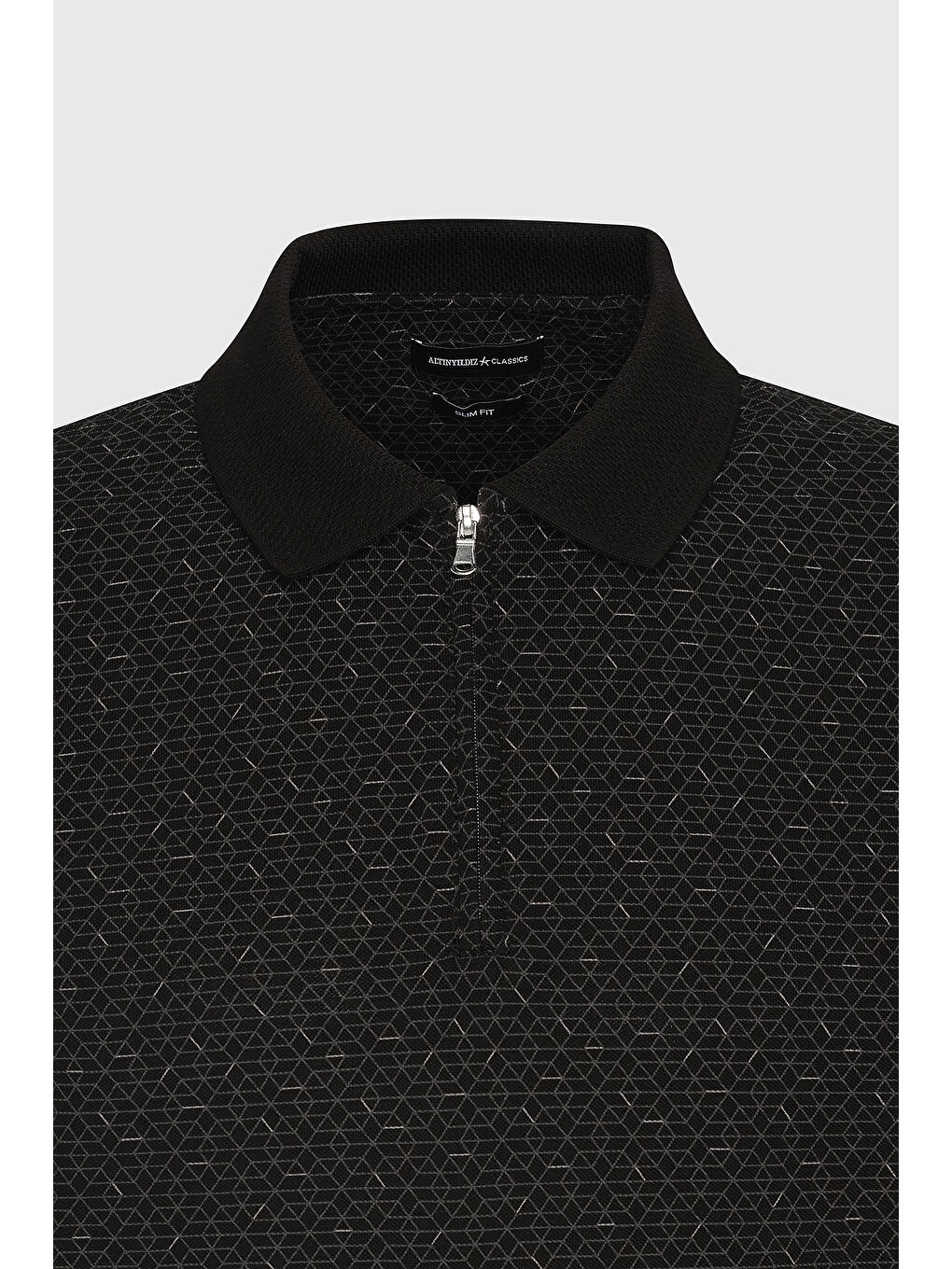 Erkek Siyah Slim Fit Dar Kesim %100 Pamuk Baskılı Polo Yaka Tişört-6