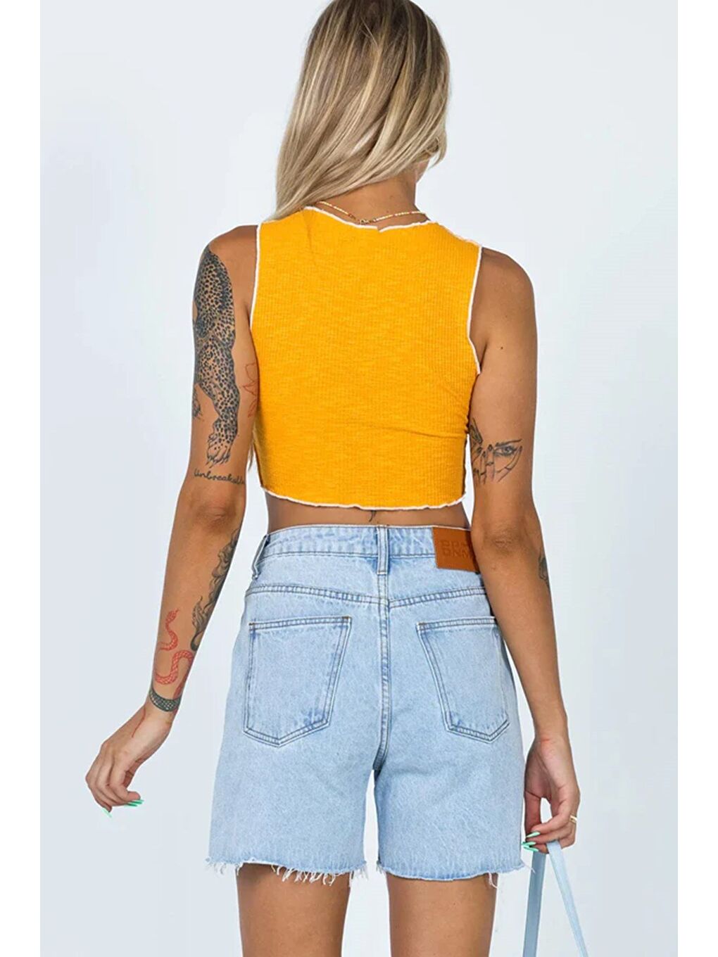 Açık Mavi Yırtık Detaylı Yüksek Bel Jean Şort Mg1749-9