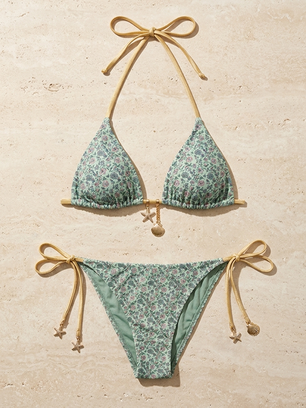 Kadın Sea La Vie Çiçekli Bikini Takımı Yeşil