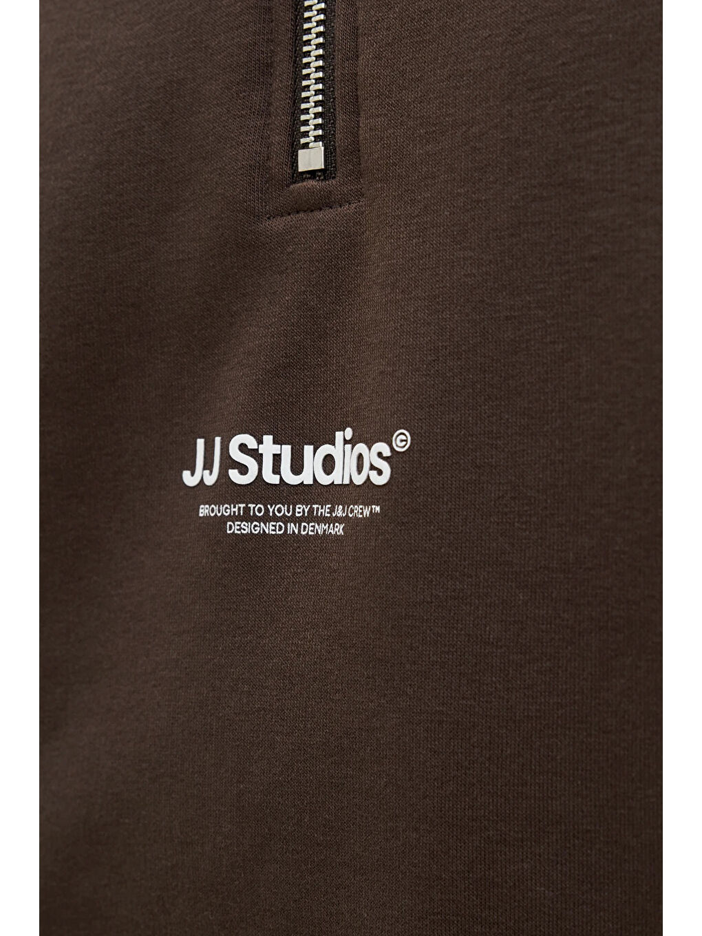 Kahverengi Essentials Jjesoho Pamuklu Regular Fit Fermuarlı Dik Yak Sweat 12278793-5