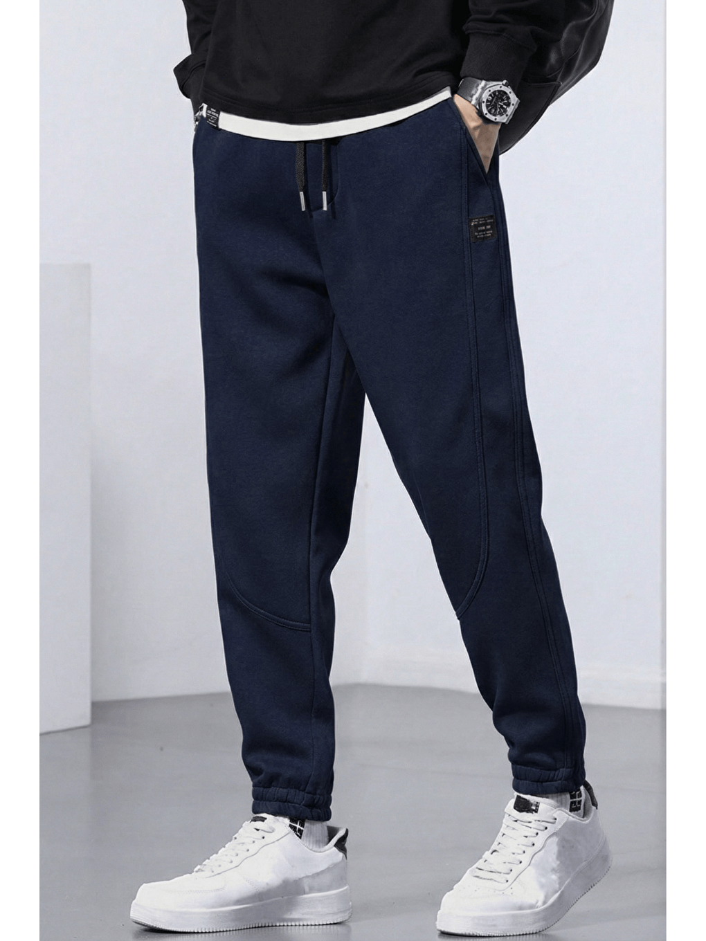 Lacivert Genıus Store Erkek Eşofman İçi Polarlı Bağcıklı Bel Jogger Spor Eşofman Altı SPOR-ESF001