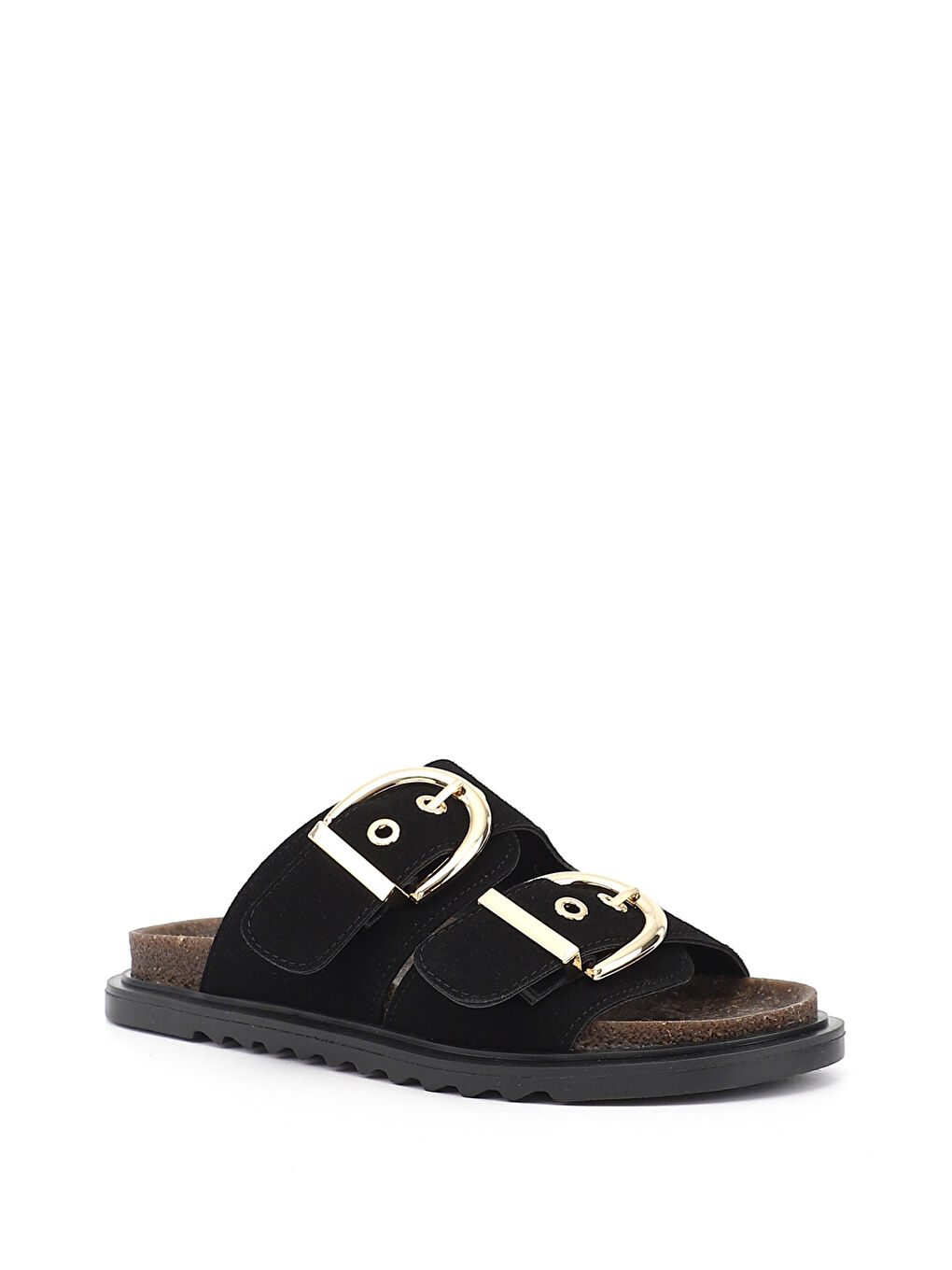 Siyah Kadın SİYAH MELANJ Çift Tokalı Terlik