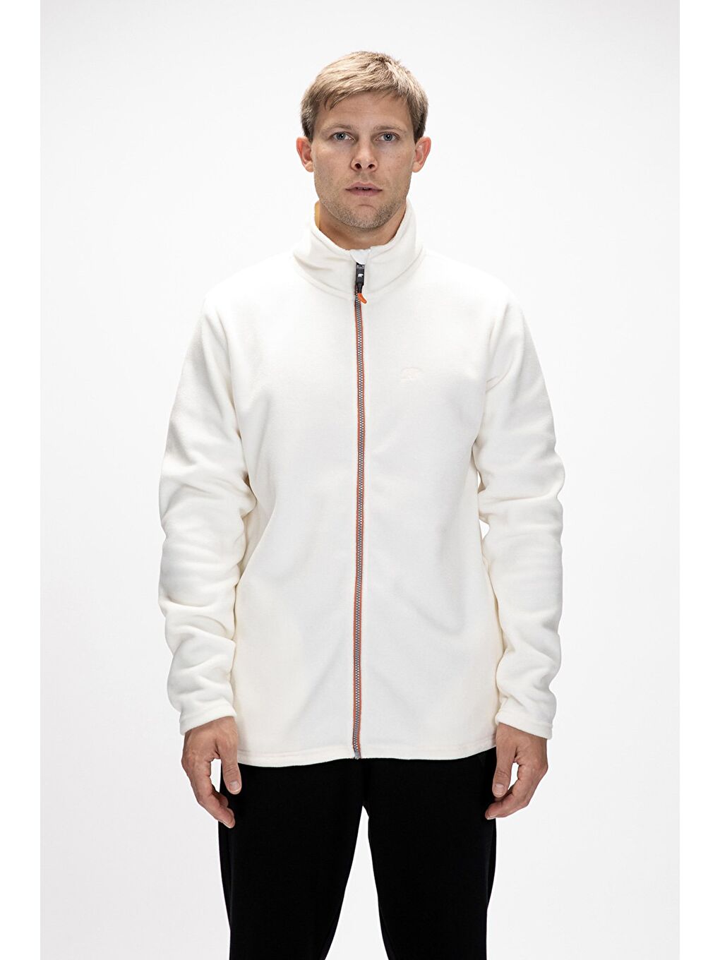 Beyaz Sky Marshmallow Fermuarlı Erkek Polar