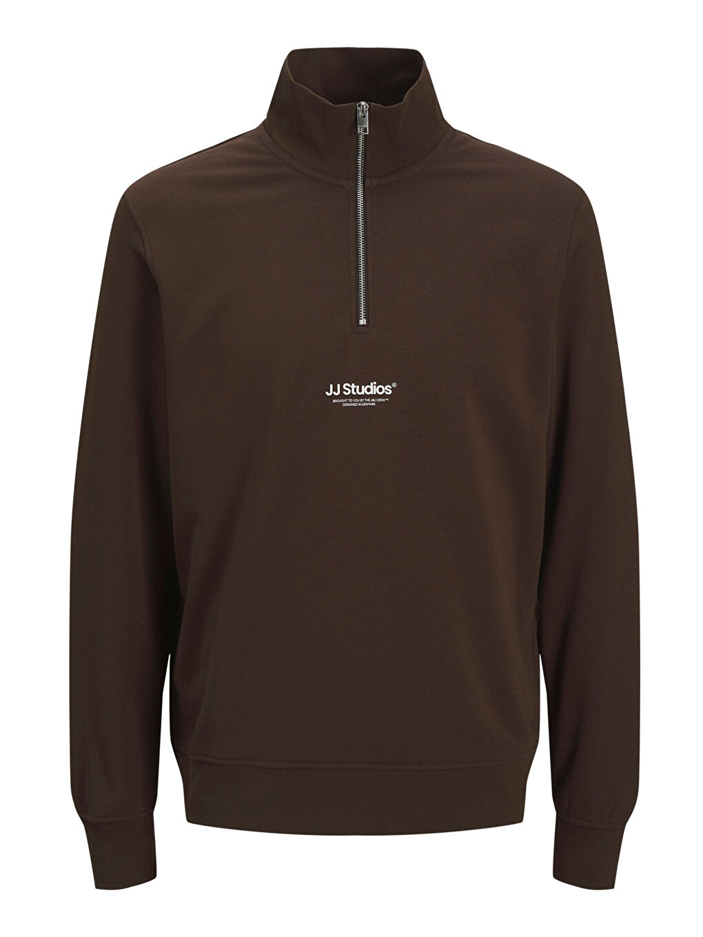 Kahverengi Essentials Jjesoho Pamuklu Regular Fit Fermuarlı Dik Yak Sweat 12278793-6