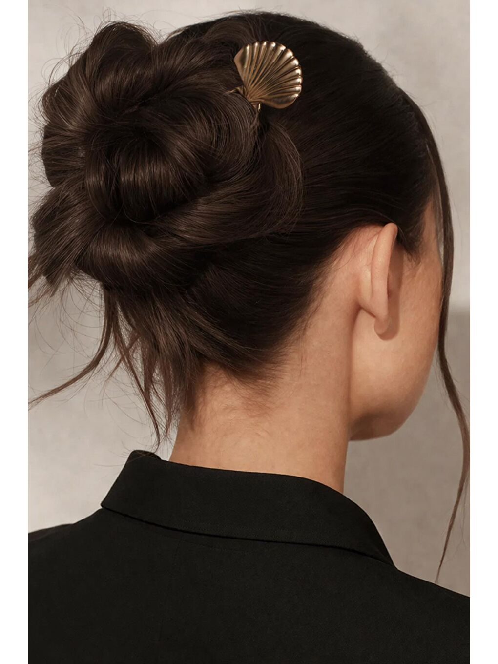 Sarı İstridye Uçlu Gold Metal French Topuz Tokası-3