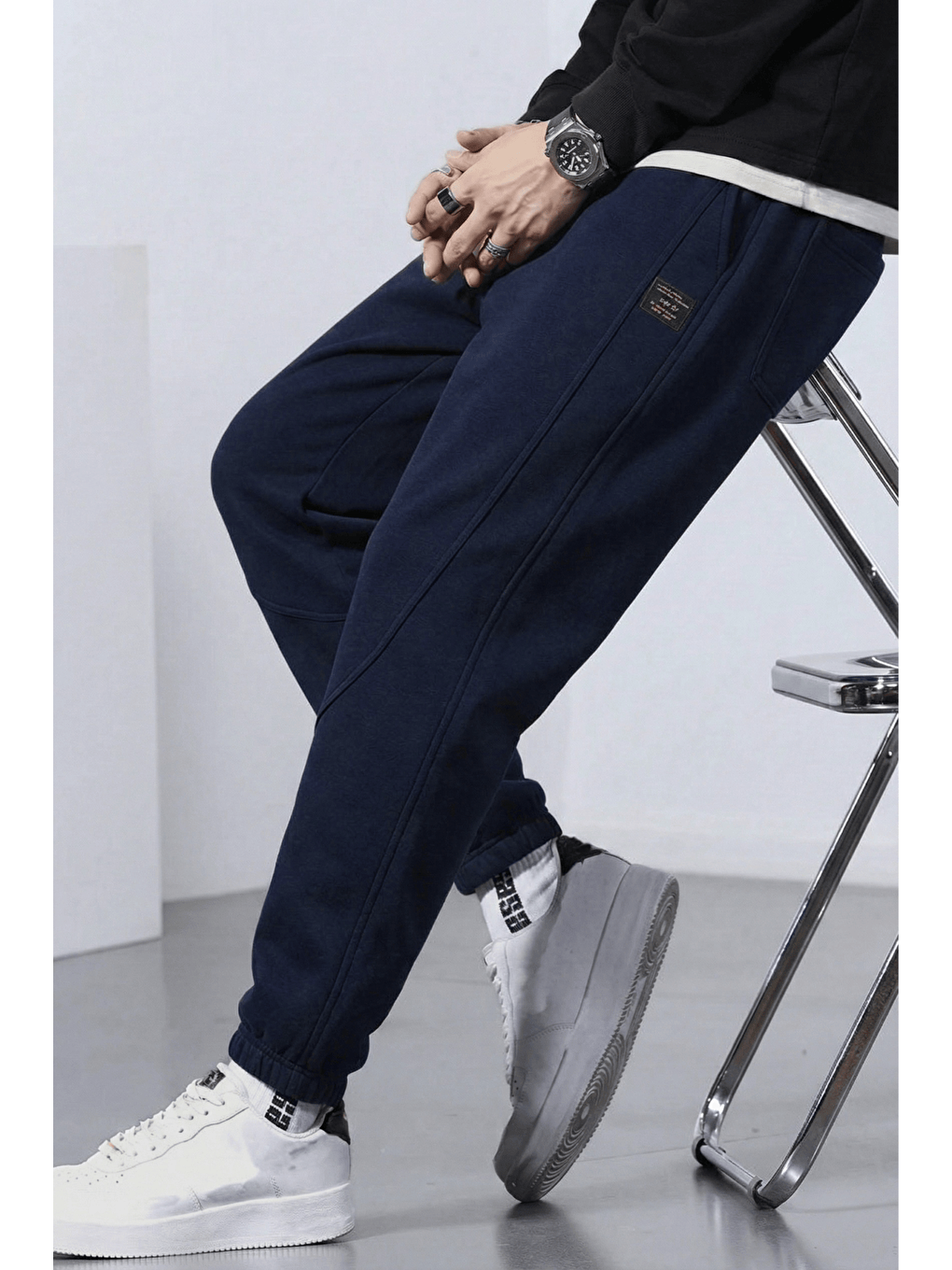 Lacivert Genıus Store Erkek Eşofman İçi Polarlı Bağcıklı Bel Jogger Spor Eşofman Altı SPOR-ESF001-1