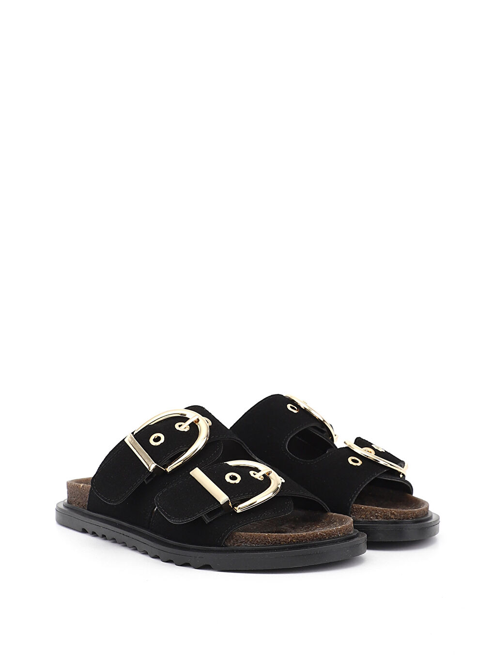 Siyah Kadın SİYAH MELANJ Çift Tokalı Terlik-1