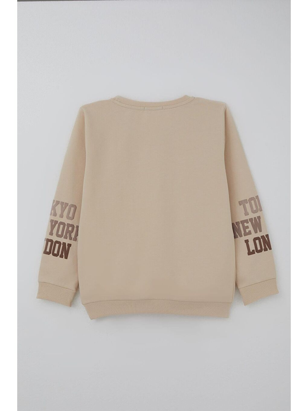 Ekru Erkek Çocuk Eşofman Takımı Şehir Konseptli Pantolonu Yan Cep Detaylı Krem (4-9 Yaş)-3