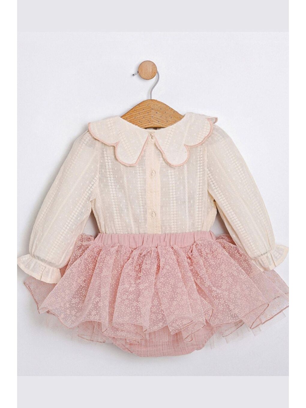 Pembe Kız Bebek Dantel Detaylı Ayıcık Figürlü 3'Lü Takımı-1