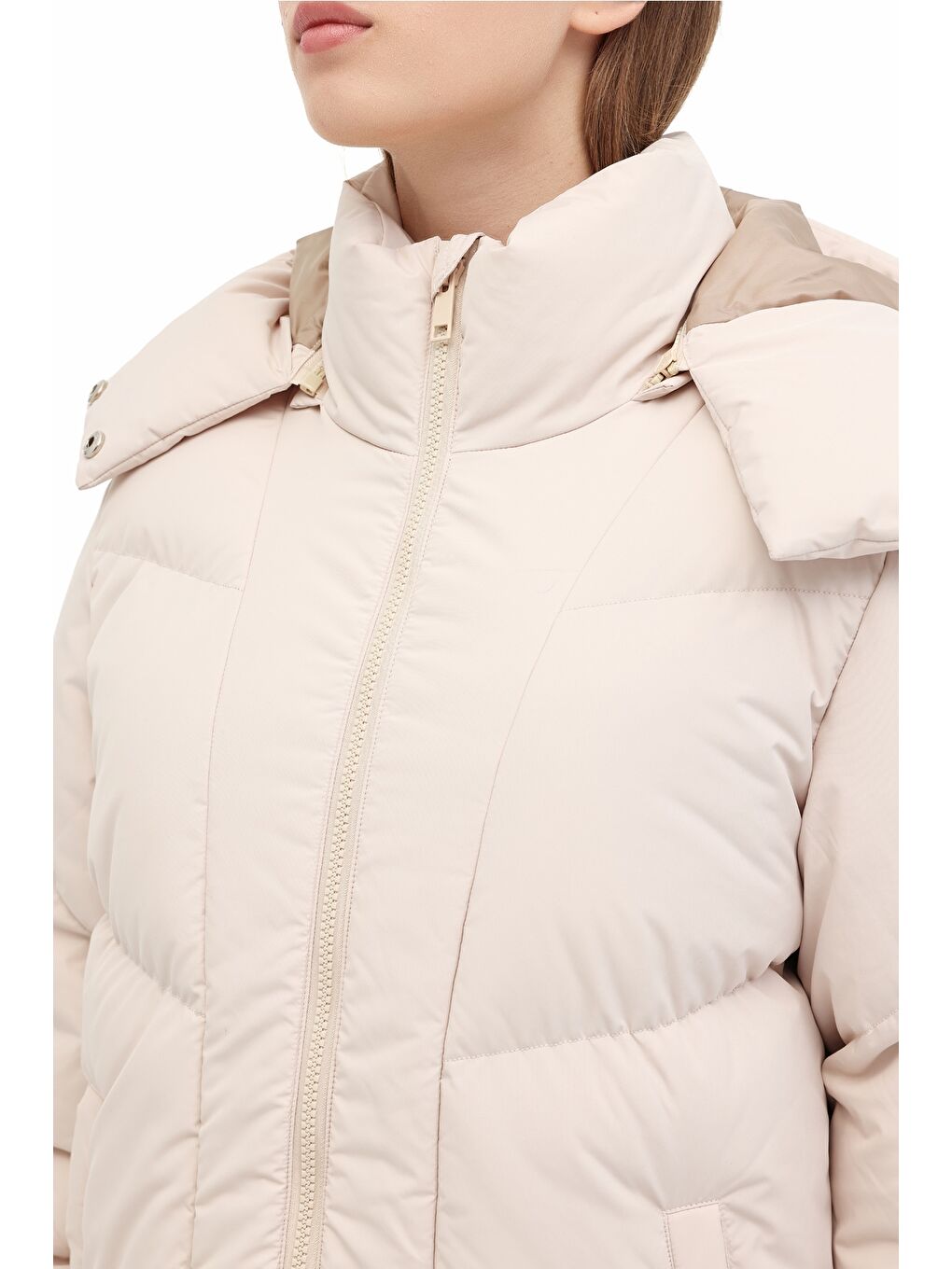 WL 2W-KX-CROP 5PR Bej Kadın Kısa Kaban-3