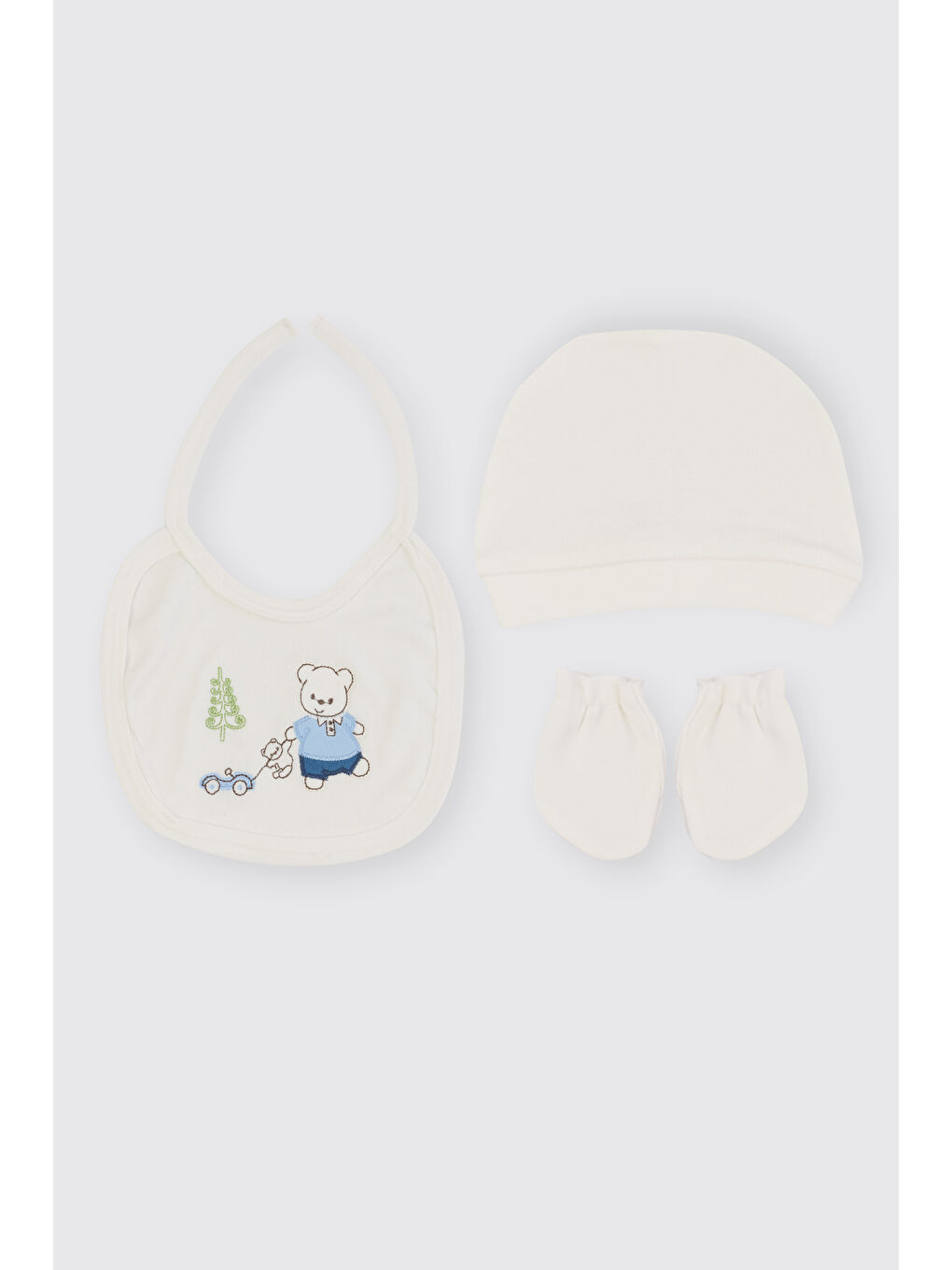Yenidoğan Ayıcık Detaylı Ekru 5'li Hastane Çıkış Seti-2