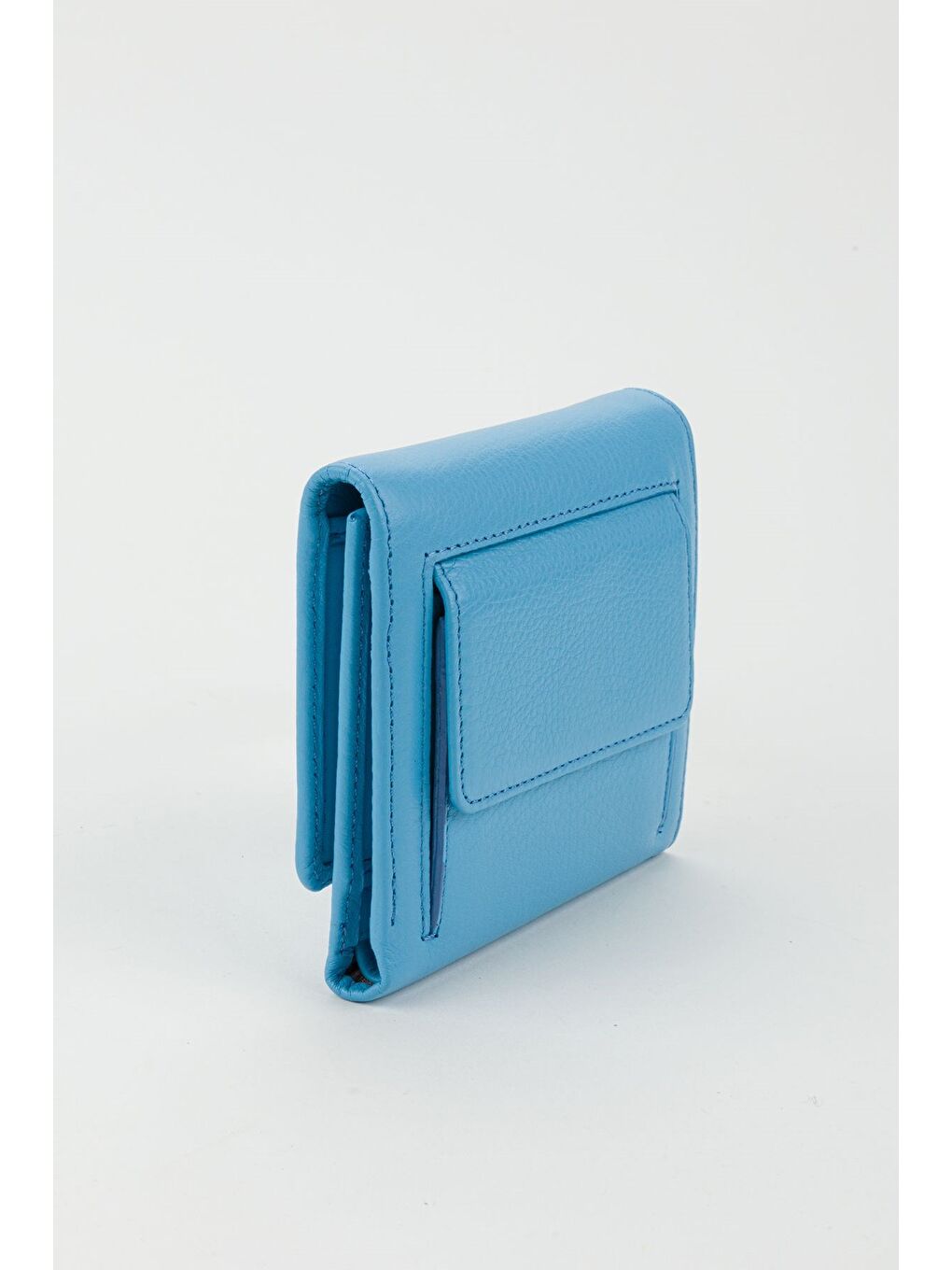 Kutulu Hakiki Deri Buz Mavi Kadın El Portföyü Kartlık Cüzdan-1