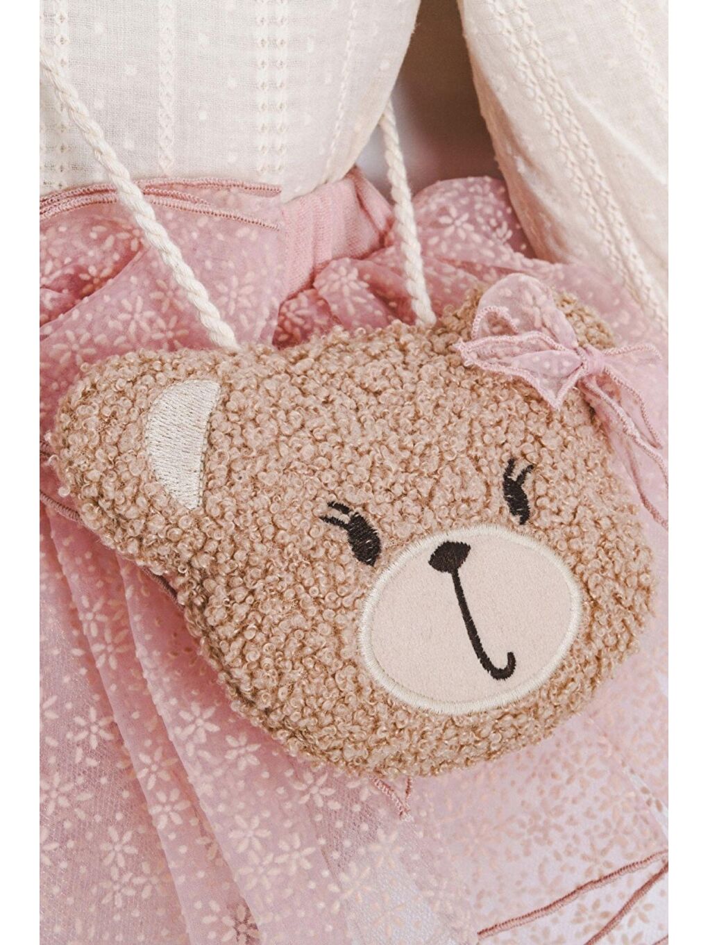 Pembe Kız Bebek Dantel Detaylı Ayıcık Figürlü 3'Lü Takımı-5